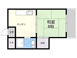 木戸ビル 1DKの間取図画像
