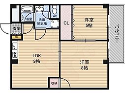 第一高光マンション 2LDKの間取図画像