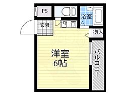 ベルメゾン上新庄 ワンルームの間取図画像