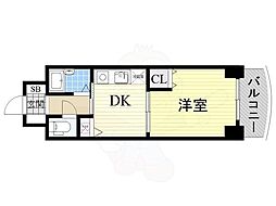 ノルデンハイム東三国B棟 1DKの間取図画像
