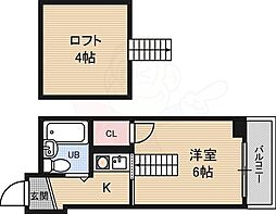 三国パラシオン 1Kの間取図画像