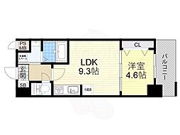 グランルクレ新大阪 1LDKの間取図画像