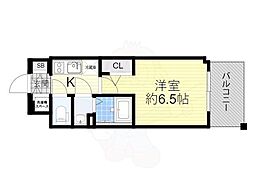 エスリード新北野アーデル 1Kの間取図画像