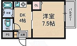 サンロイヤル柴島パート5 1DKの間取図画像