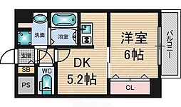 オクトレーベン新大阪 1DKの間取図画像