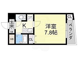 モンテ新大阪 1Kの間取図画像