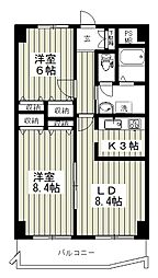 オリエント・パビヨン 2LDKの間取図画像