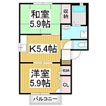 シェソワ・セレーノ　Ｄ  ｜ 長野県飯田市松尾寺所（賃貸アパート2K・2階・42.48㎡） その2