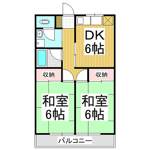 熊谷マンション ｜長野県飯田市鼎下山(賃貸マンション2DK・2階・44.55㎡)の写真 その2