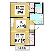 シェソワ・セレーノ　Ｅ  ｜ 長野県飯田市松尾寺所（賃貸アパート2K・2階・42.48㎡） その2