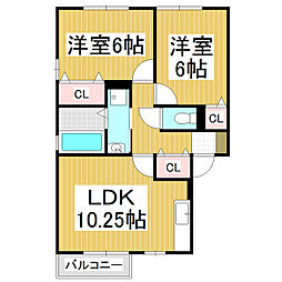 リビングタウン砂払　C 1階2LDKの間取り