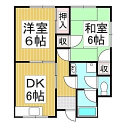 松本エステート 1階2DKの間取り