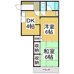 林ビル 2DKの間取図画像