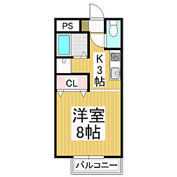 レジデンスミウラ 1Kの間取図画像