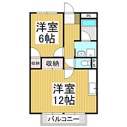 サープラスツーサンハイツ小林B 1LDKの間取図画像