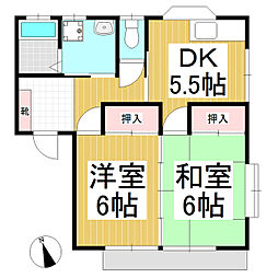 ストリートハイツイトウB 2DKの間取図画像