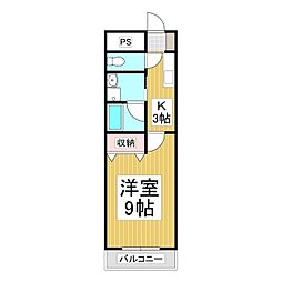 リバーヒルズ大門 1Kの間取図画像
