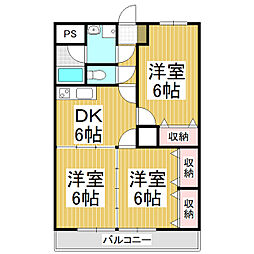 ガーデンハイム樗一番館 3DKの間取図画像