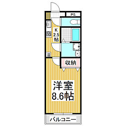 サンパレス2 1Kの間取図画像