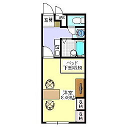 レオパレスかなえ 1Kの間取図画像