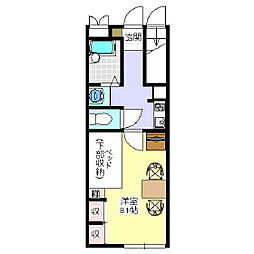 レオパレス桃李 1Kの間取図画像