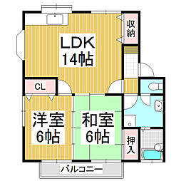 レジデンス亜美江 2LDKの間取図画像