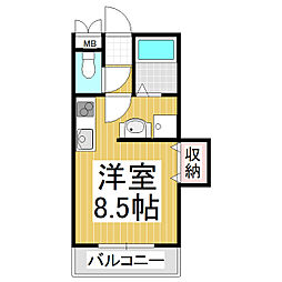 シェトワ江戸浜 ワンルームの間取図画像