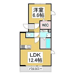 コンフォーティア駒ヶ根2B棟 1LDKの間取図画像