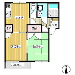 フレグランス信州A 2DKの間取図画像