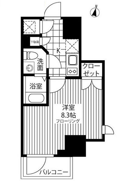 神奈川県横浜市中区山下町(賃貸マンション1K・3階・25.59㎡)の写真 その2