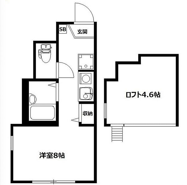 神奈川県横浜市南区六ツ川1丁目(賃貸アパート1R・2階・18.21㎡)の写真 その2