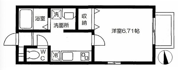 神奈川県横浜市中区西之谷町(賃貸アパート1K・2階・24.63㎡)の写真 その2