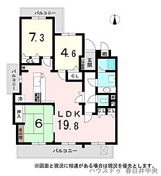 シャトー上八田 3LDKの間取図画像