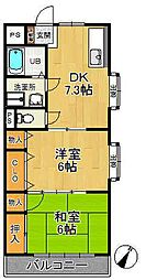 ベルシオンB 2DKの間取図画像