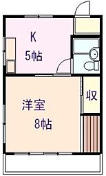 コーポ白百合 1Kの間取図画像