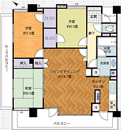 ライオンズグローベルめじろ台 401 3LDKの間取り