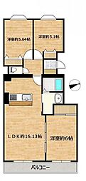 サンウィング清田 3LDKの間取図画像