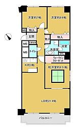 クリーンリバー新発寒2 3LDKの間取図画像