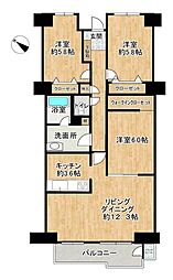 プリンスハイツ平岡 3LDKの間取図画像