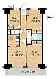 ダイアパレスシアース万代東棟 3LDKの間取図画像
