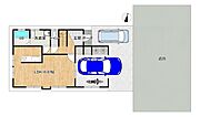 【区画図】駐車場は2台分ございます。和室をインナーガレージへ改装済みです。