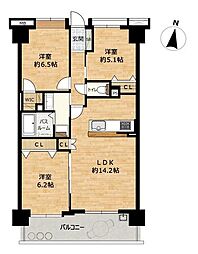 ダイアパレス笹口3丁目 3LDKの間取図画像