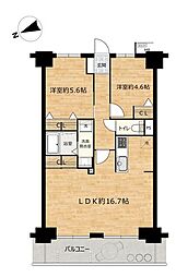 ダイアパレスシアース万代東棟 2LDKの間取図画像