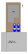 【区画図】駐車スペース拡張して並列で2台駐車可能になりました。