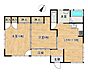 間取り：【間取り図】間取りは2LDKの平家建てです。水回り新品交換、クロス張り替え、フローリング重ね張り、照明交換、火災報知器設置、ドアホン交換、他。
