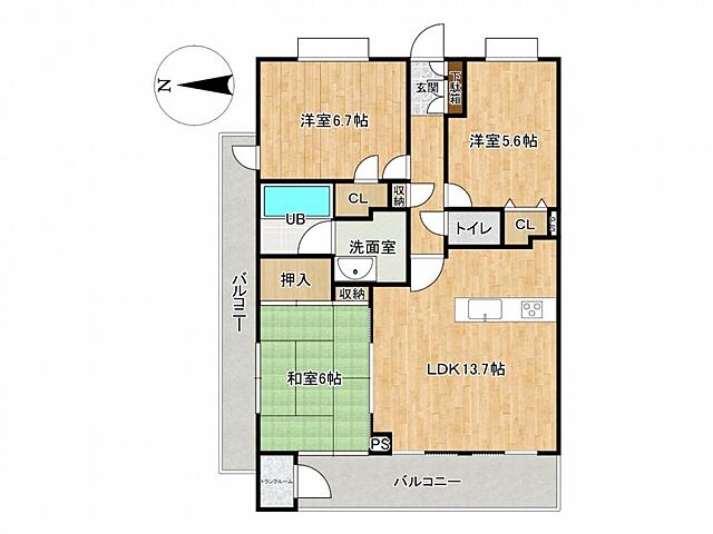 間取り サンデュエル太田浜町パークスクエア 3階/-