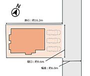 【敷地図】お家の前面には並列3台駐車可能です。前面道路の幅員は約6ｍございますので、お車の運転が苦手な方でも安心です。