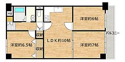 エンゼルハイム西椎路 3LDKの間取図画像
