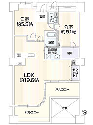ザ・エンブルサウス静岡 2SLDKの間取図画像