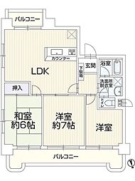 日榮ハイム元浜 3LDKの間取図画像